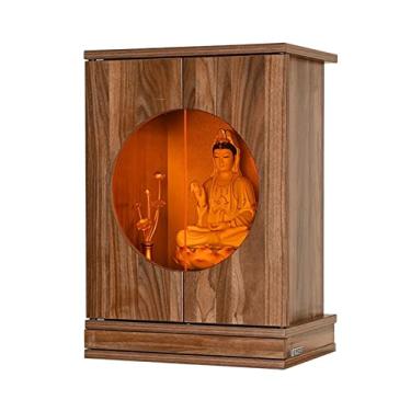 Imagem de Santuário Budista Nicho Montado na Parede Moderno e Minimalista Oferta de Guanyin Riqueza Deus na Sala de Estar, Santuário Econômico Doméstico, Santuário e Armário de Buda Mesa de Oferecimento Estilo