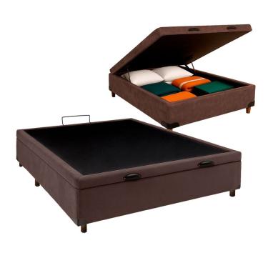 Imagem de Cama Box Bau Casal Blindado Nature Marrom 138x188