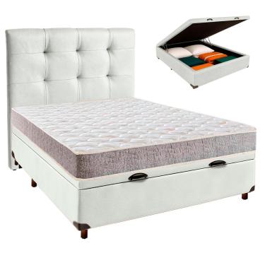 Imagem de Cama Box Bau + Colchão Casal D33 D33 Inducol + Cabeceira Estofada