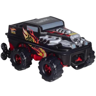 Imagem de Mochila Roda Tripla 3d Hot Wheels Monster Trucks Maxtoy Diplomata Vermelho