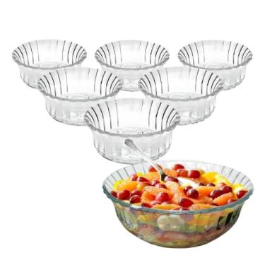 Imagem de Conjunto de Tigelas Bowl em Vidro, Transparente, 6 Peças, 275ml, Design Clássico, para Sobremesa, Frutas, Cereais e Petiscos