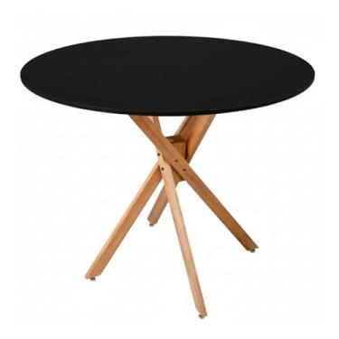 Imagem de Mesa De Jantar 70,80,90cm Akemi Tampo Redondo Para 4 Lugares MDF (Preto, 70cm)