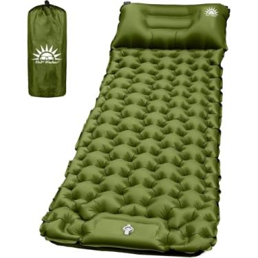 Imagem de Colchonete Camping Colchão Inflável Solteiro, Praticidade e Conforto,Acampamento Acessorios,190x60x5cm (Verde)