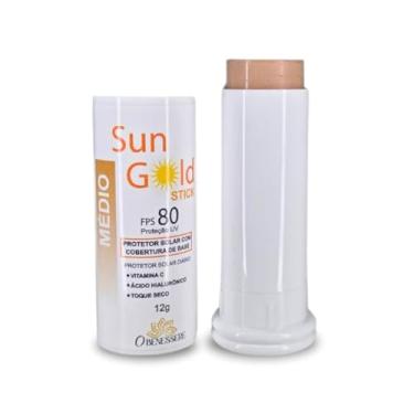 Imagem de Protetor Solar em Bastão FPS 80 Sun Gold Stick - Toque Seco, Cobertura Natural, Vitamina C - O Benessere Nutrition | Cor: Médio | 12 gramas |