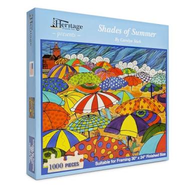 Imagem de Heritage Puzzle Shades of Summer Jigsaw for Adults 1000 Pieces, 30" x 24" - Vibrant Beach Umbrella Art by Carolyn Stich - Fun and Colorful Puzzle - Frameable - Made in U.S.A.
