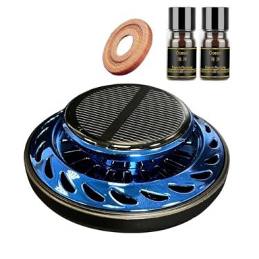 Imagem de Difusor Solar para Carro Giratório, Aromatizante Automotivo sem Álcool, Elimina Odores, Energia Solar sem Fio, Refil, Design Metalizado, Perfuma Interior Veicular (Azul, Ocean e Cologne)