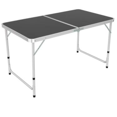 Imagem de Mesa Multiuso Dobrável Portátil de Alumínio 120x60cm - Altura Ajustável, Super Leve e Resistente com Alça para Transporte -Transforma em Maleta Compacta(ALUMINIO GRANDE PRETA)