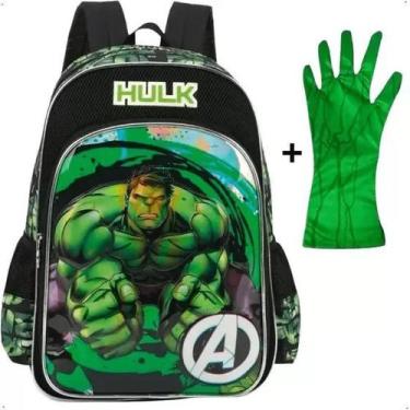 Imagem de Mochila Luxcel Hulk + Luva Avengers IS38101, Verde, Único