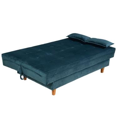 Imagem de Sofa-Cama Casal 3 Lugares Retratil em Veludo Macio Espuma D26 Certificada INMETRO para Sala de Estar Pequena 195cm