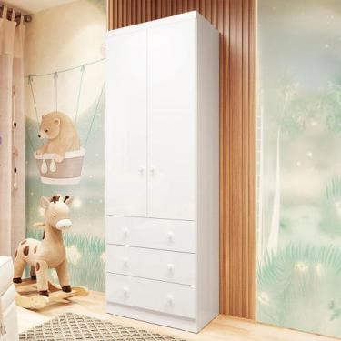 Imagem de Guarda-Roupa de Bebê Smim New 2 Portas 3 Gavetas 100% Mdf Branco Brilh