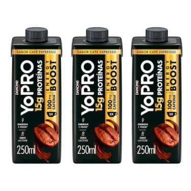 Imagem de Kit 3 Energy Boost UHT YoPRO 15g Café Expresso 250ml cada