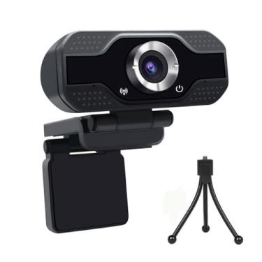 Imagem de Webcam 1080p com microfone, webcam HD com suporte de tripé, câmera de computador USB widescreen, webcam de microfone de streaming para chamadas online/conferências, facetime/YouTube, laptop, PC