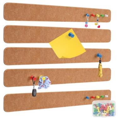 Imagem de 5 peças de quadro de avisos com pino para decoração de paredes de casa de escritórios, tiras de bar, placa de cortiça autoadesiva para notas de cola, fotos, horários