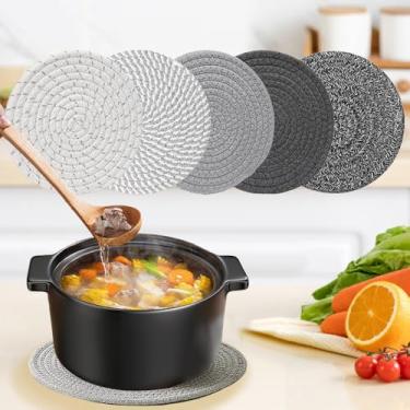 Imagem de Conjunto de suporte de panela de 17 cm para pratos quentes, almofadas quentes para bancadas de cozinha, suporte de panela, conjunto de 5
