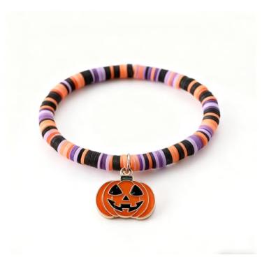 Imagem de Pulseiras femininas com pingente de Halloween com cordão ajustável com abóbora, gato, fantasma, morcego, caveira, presentes de festa de Halloween, One Size, Liga de aço, Sem Pedra Preciosa