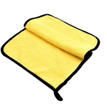 Imagem de 3 peças toalha de limpeza de carro dupla face – secagem rápida, absorvente, pano grosso para lavagem de carro, lenços umedecidos de carro de microfibra (amarelo)