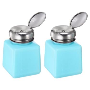Imagem de 2 dispensadores de álcool solvente de 100 ml (96.4 g) Dispensador de líquido com tampa de aço inoxidável de vedação para removedor de esmalte de acetona, azul