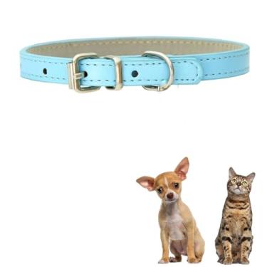 Imagem de Coleira de cachorro azul PP couro PU coleira para filhotes de cachorro meninos meninas fivela ajustável gatinho gato coleira para pequenos pequenos XXS XSmall raça extra pequena machos fêmeas animais