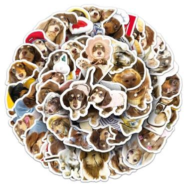 Imagem de 50 peças adesivos fofos de cachorro dachshund para garrafas de água, salsicha impermeável de PVC, adesivos para cães de estimação para amantes de cães, presente faça você mesmo, capa de telefone para