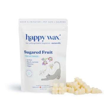 Imagem de Happy Wax Cera perfumada de frutas açucaradas derrete para donos de gatos – Eliminação de odores, calmante, segura para animais de estimação, não tóxica, perfeita para uso com aquecedores de cera -