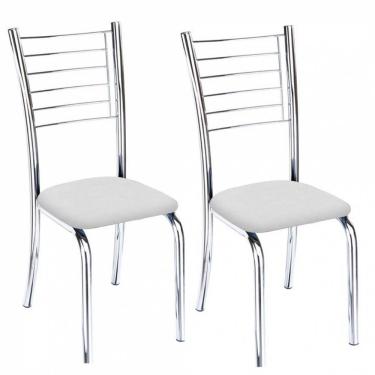 Imagem de Kit 2 Cadeiras Lara Cromada Para Cozinha Branco