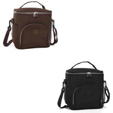 Imagem de Kit 2 Bolsas Térmicas De Mão Com Alça Ajustavel Para Marmita Lancheira Impermeável preto-ma