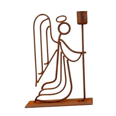 Imagem de Baoblaze Castiçal Anjo de Ferro Enferrujado, Suporte de Velas Vintage em Metal, Suporte de Velas Retrô para Quintal, Sala de Jantar, Lareira, Quarto