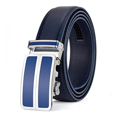 Imagem de Cinto Masculino, Cintos De Couro Genuíno Para Homens Cintos Masculinos Cinto De Cintura Preto Azul Vermelho Marrom Claro Formal, Blue, Length 120CM