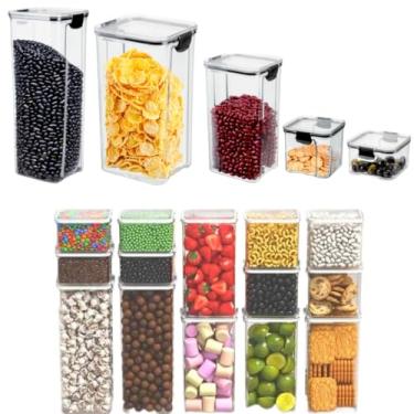 Imagem de Porta Mantimentos, Kit Completo Cozinha Potes Herméticos Empilháveis Trava Segurança Reforçada 100% Vedado(500ml+800ml + 1L + 1,6L + 2,2L)