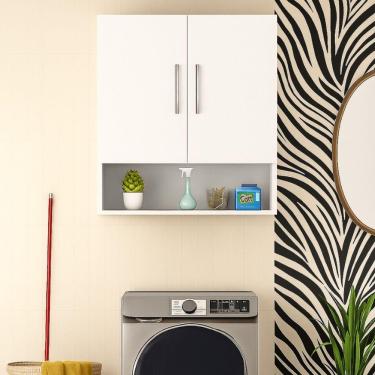 Imagem de Armário Suspenso Multiuso Aéreo 2 Portas Lavanderia Banheiro