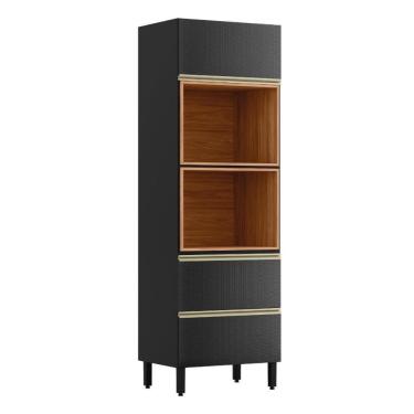 Imagem de Torre Quente Proença 70cm 2 Fornos 2 Portas Basculantes E 1 Gaveta Nogueira Touch-carbono Prime Tx - Demartêz