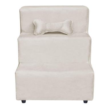 Imagem de Escadinha Pet 3 Degraus Cachorro E Gato Veludo Bege