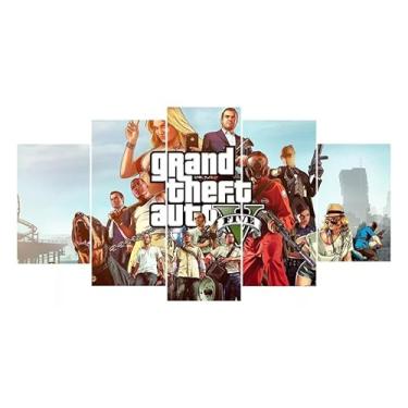 Imagem de Kit quadro decorativo 5 peças 95x60cm Gta 5 Game