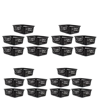 Imagem de Kit 20 Cestos Organizador 10 M e 10 Pequeno Preto - 123 Organizei