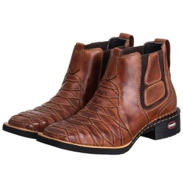 Imagem de Bota Country Masculina Couro Cano Curto Escamada Cowboy - Campero, Mar