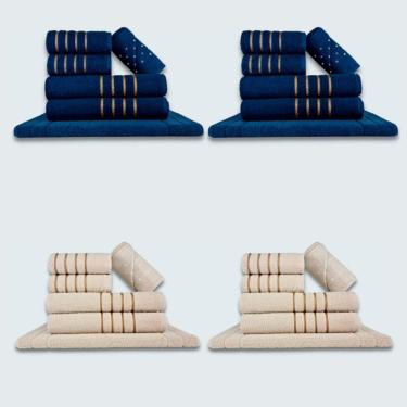 Imagem de Jogo De Toalhas 24 P?s Cole??o Montreal 100% Algod?o Az+bg