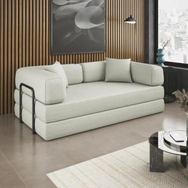 Imagem de Sofá Cama 3 Lugares Compactair Confortável Versátil Sala - Balaqui Decor Cor:bege