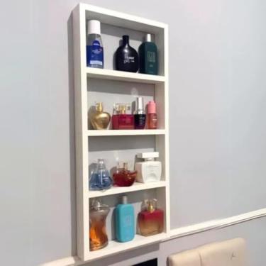 Imagem de Expositor de MDF com Divisórias – Prateleira Porta Perfume, Esmalte e Decorações – Nichos Organizadores