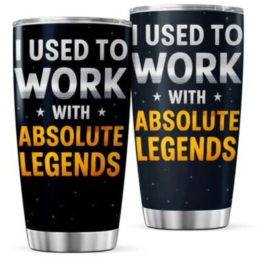 Imagem de KOIXA Copo de aço inoxidável com design I To Work With Absolute Legends para ex-colegas de trabalho e colegas de 590 ml, caneca quente, garrafa ao ar livre, calor, gelado
