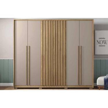 Imagem de Guarda Roupa Casal 6 Portas (2 Ripadas) E 6 Gavetas New Comodus Buriti/fendi - Caemmun