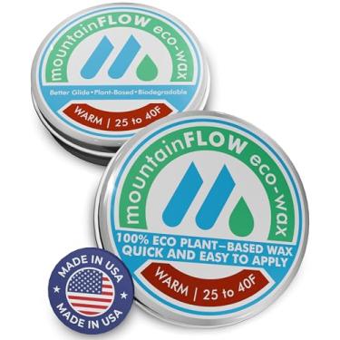 Imagem de MountainFLOW Cera rápida à base de plantas, biodegradável, sem petróleo, esqui/snowboard, quente, quente (25 a 40F | -4 a 4C), pacote com 2
