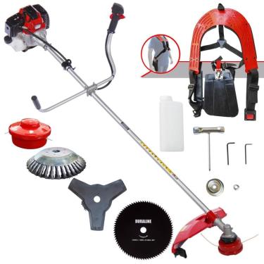 Imagem de Roçadeira Com Sistema Anti-Vibração Toyama RT43L À Gasolina 43cc 1,7HP Completa Com Carretel de Nylon + Faca 3 Pontas + Faca 80 Dentes + Escova de Aço