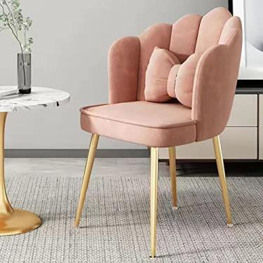 Imagem de Cadeira de escritório, cadeira de jogos, cadeira de computador, cadeira de veludo, estofada fofa com detalhes amplos, cadeira de jantar de cozinha moderna com pernas douradas, cadeiras de maquiagem
