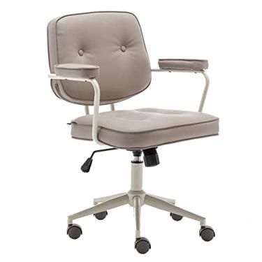 Imagem de Cadeira de mesa de escritório em casa com encosto médio, cadeiras ergonômicas giratórias com rodas e braços para sala de estar, maquiagem, estudos