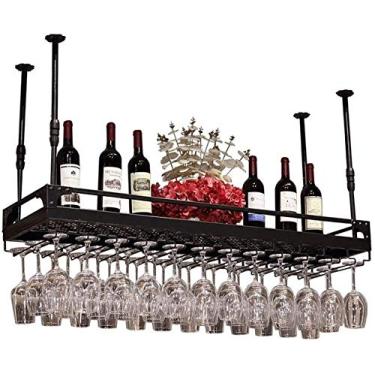 Imagem de Bar rack de vinho de cabeça para baixo rack de vinho KTV rack de vinho bar rack de vinho pendurado rack de taça casa (cor: marrom tamanho: 80 * 35 cm)
