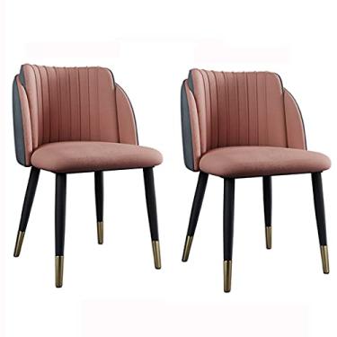 Imagem de Cadeira de jantar, cozinha, sala de jantar, móveis, cadeiras de veludo conjunto de 2 cadeiras de cozinha, sala de estar, sala de estar, balcão, cadeira de jantar com pernas de aço carbono (cor: Rosa)