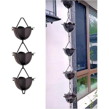 Imagem de WEBSID Corrente de chuva para calhas, corrente de chuva de liga de alumínio, corrente de água ao ar livre, canos para quintal, jardim e pátio, coletor de chuva/sino