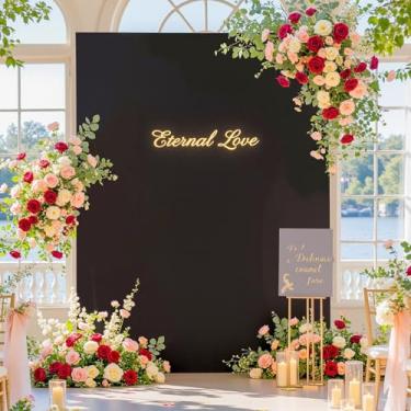 Imagem de Capas de fundo de arco quadrado 1,8 m x 1,5 m, preto, para arco de casamento, pano de fundo elástico, capas de arco de balão, elastano para festa de aniversário, chá de bebê, cerimônia de aniversário