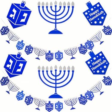 Imagem de The Dreidel Company Guirlanda de glitter de Hanukkah, Menorah, decoração Dreidel, lembrancinha de festa (pacote com 2)