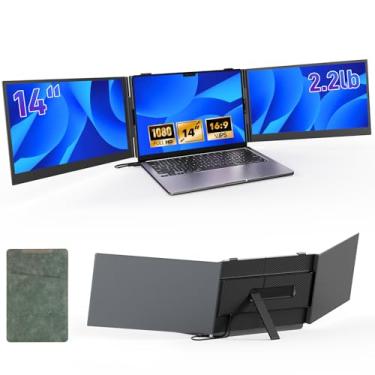 Imagem de Redalf Extensor de tela triplo para laptop de 35.6 cm, ultrafino e leve (1 kg), monitor IPS FHD portátil 1080p, Plug & Play, USB-C/HDMI, serve para laptops de 13 a 17,3 polegadas para Mac/Windows